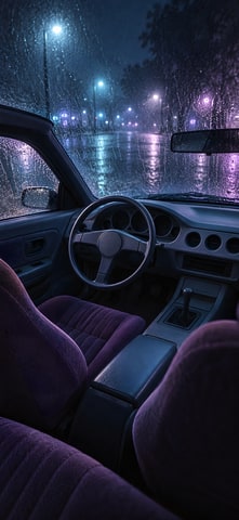 ليلة مطر خلف الزجاج