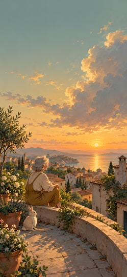 Seaside Terrace at Sunset