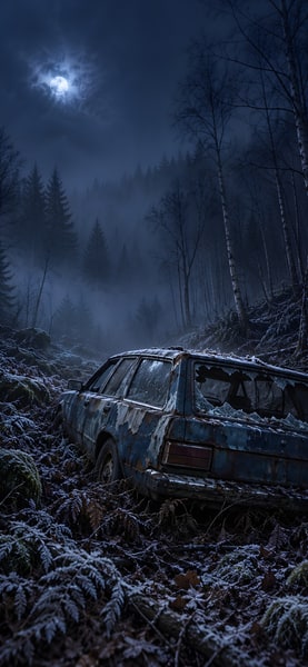 Moonlit Forest Wreck
