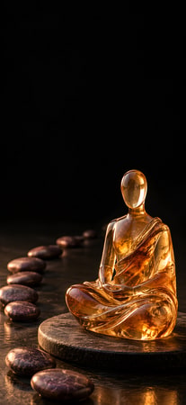 Amber Glass Figure and Pebble Path