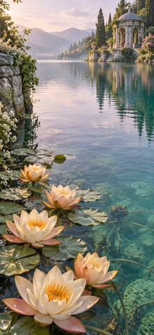 Sunlit Water Lilies